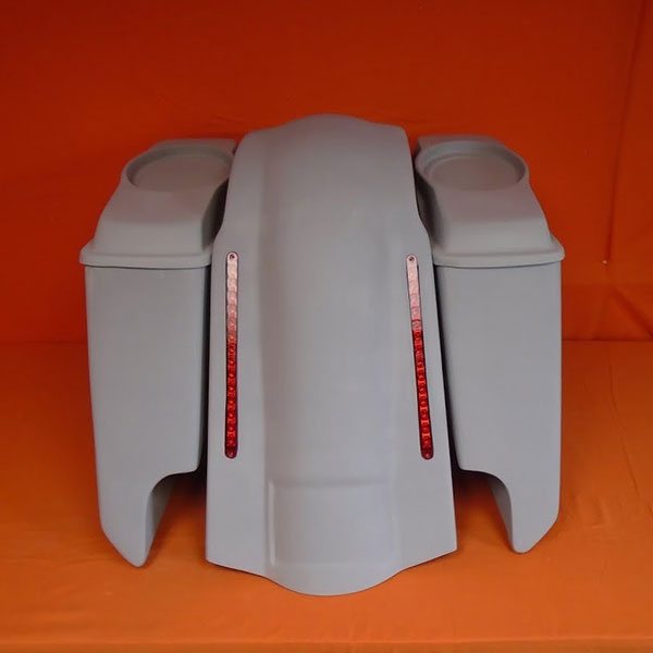 Harley Davidson 5" Heritage Softail Extended Saddlebags 6 .5" Speaker Lids LED Fender Dual Cutouts