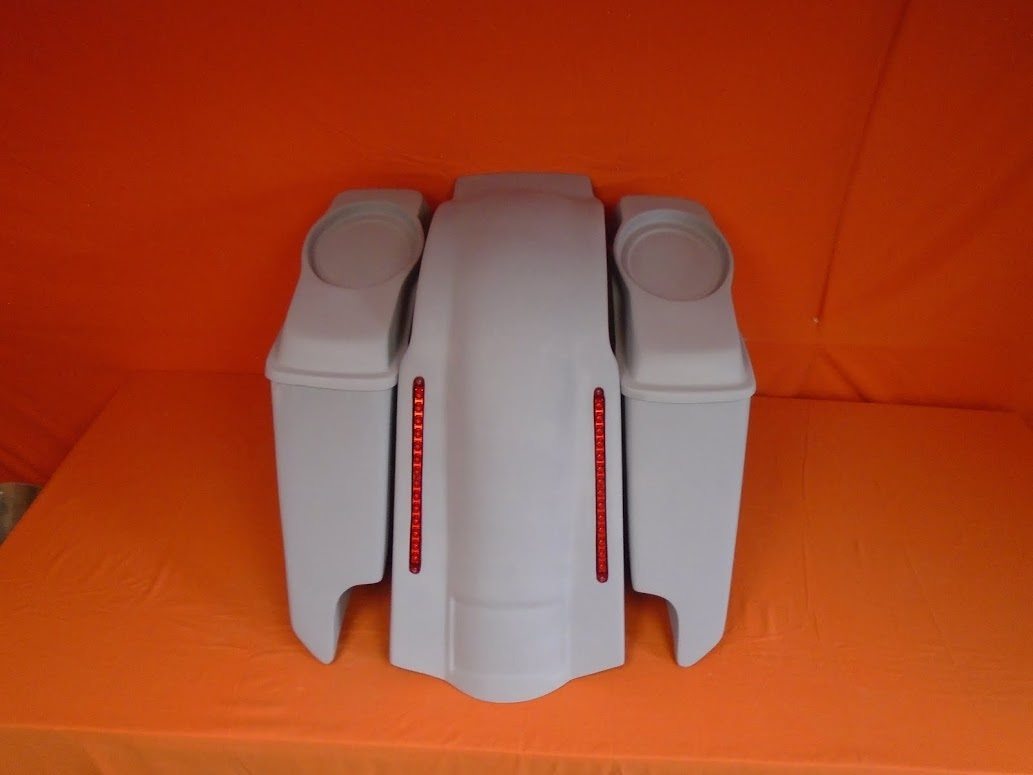 Harley Davidson 5" Heritage Softail Extended Saddlebags 6 .5" Speaker Lids LED Fender Dual Cutouts - Image 3