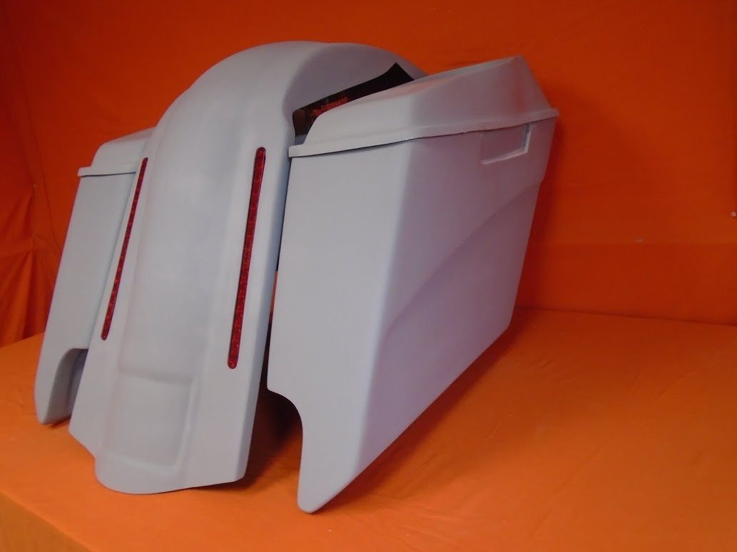 Harley Davidson 5" Heritage Softail Extended Saddlebags 6 .5" Speaker Lids LED Fender Dual Cutouts - Image 2