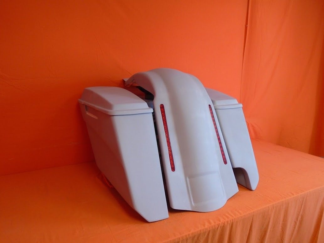 Harley Davidson Softail Heritage 5" Stretched Extended Saddlebags Right CutOut LED Fender Lids - Image 3