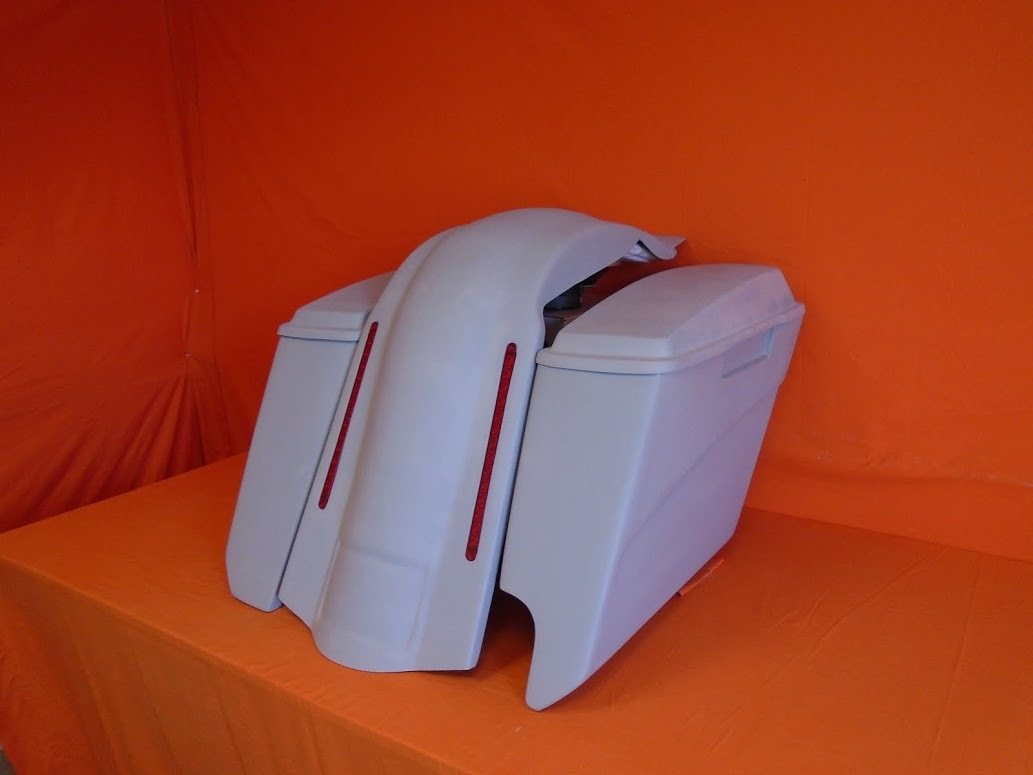 Harley Davidson Softail Heritage 5" Stretched Extended Saddlebags Right CutOut LED Fender Lids - Image 2