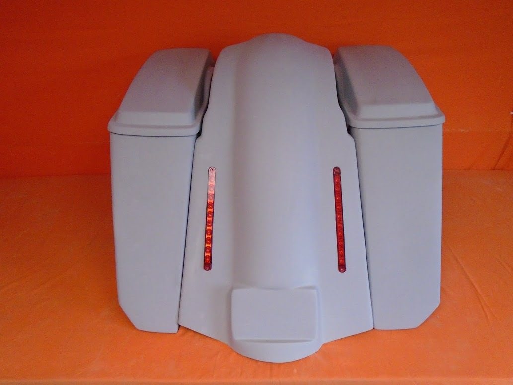 Harley Davidson 5" Extended Stretched Saddlebags Lids LED Fender No CutOuts - Image 3