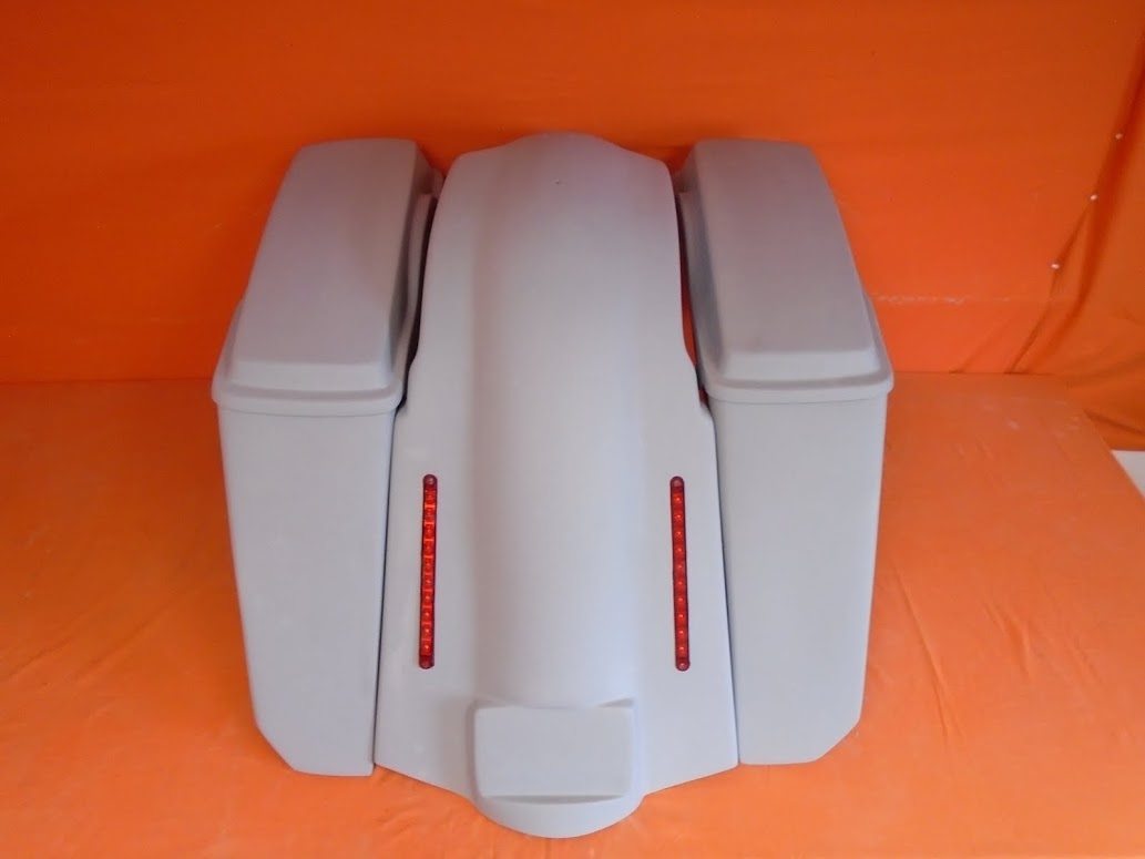 Harley Davidson 5" Extended Stretched Saddlebags Lids LED Fender No CutOuts - Image 2