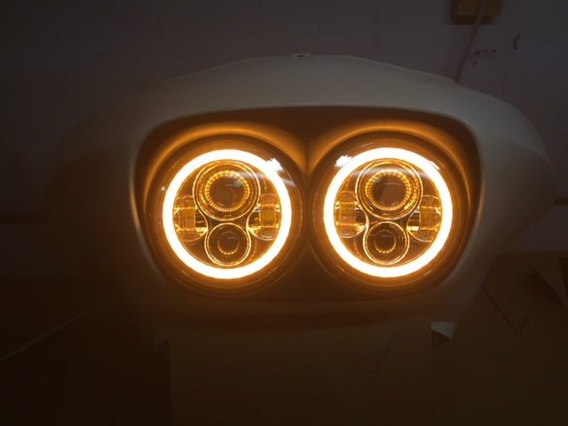 DUAL 7" DAYMAKER 2014 - 2018 ORANGE HALO LED Replacement ROAD GLIDE Black Light Bulb Headlight Harley Bezel - Image 10
