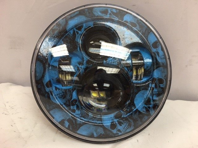 7" DAYMAKER Replacement Custom Blue Skull Design Projector HID LED Light Bulb Headlight Motorcycle Harley - Image 8