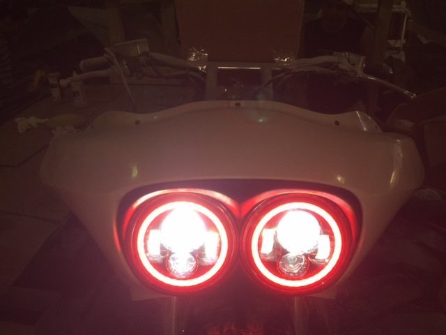 DUAL 7" DAYMAKER 2014 - 2018 RED HALO LED Replacement ROAD GLIDE Black Light Bulb Headlight Harley Bezel - Image 4