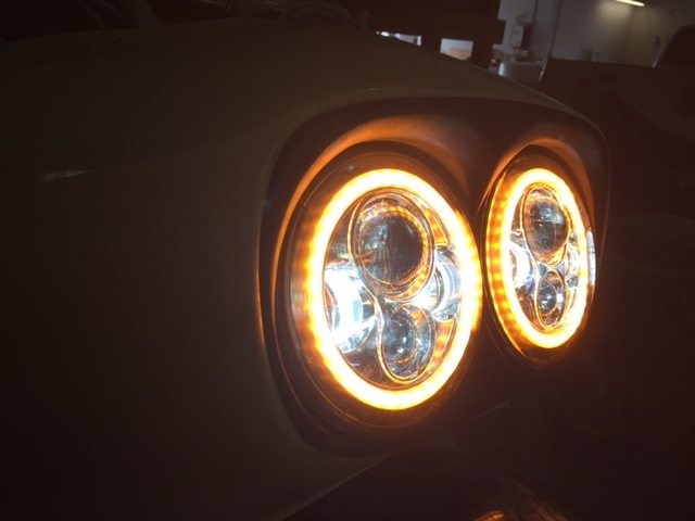 DUAL 7" DAYMAKER 2014 - 2018 ORANGE HALO LED Replacement ROAD GLIDE Black Light Bulb Headlight Harley Bezel - Image 4