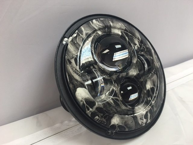 7" DAYMAKER Replacement Custom Skull Design Projector HID LED Light Bulb Headlight Motorcycle Harley - Image 3