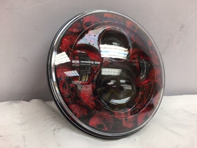 7" DAYMAKER Replacement Custom Red Skull Design Projector HID LED Light Bulb Headlight Motorcycle Harley - Image 3