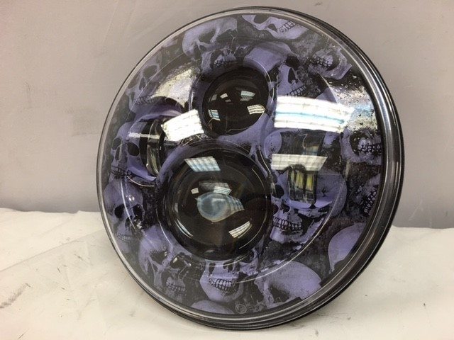 7" DAYMAKER Replacement Custom Purple Skull Design Projector HID LED Light Bulb Headlight Motorcycle Harley - Image 3