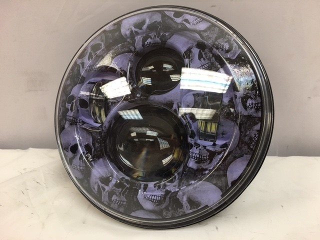 7" DAYMAKER Replacement Custom Purple Skull Design Projector HID LED Light Bulb Headlight Motorcycle Harley - Image 5