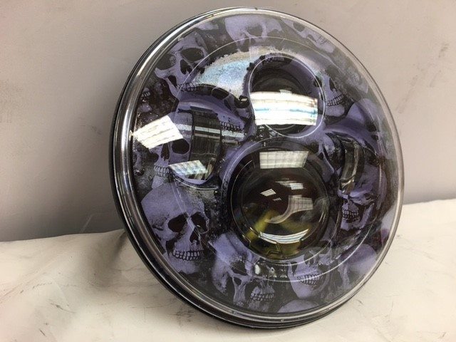 7" DAYMAKER Replacement Custom Purple Skull Design Projector HID LED Light Bulb Headlight Motorcycle Harley - Image 6