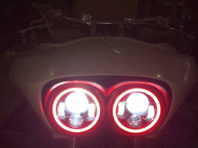 DUAL 7" DAYMAKER 2014 - 2018 RED HALO LED Replacement ROAD GLIDE Black Light Bulb Headlight Harley Bezel - Image 5
