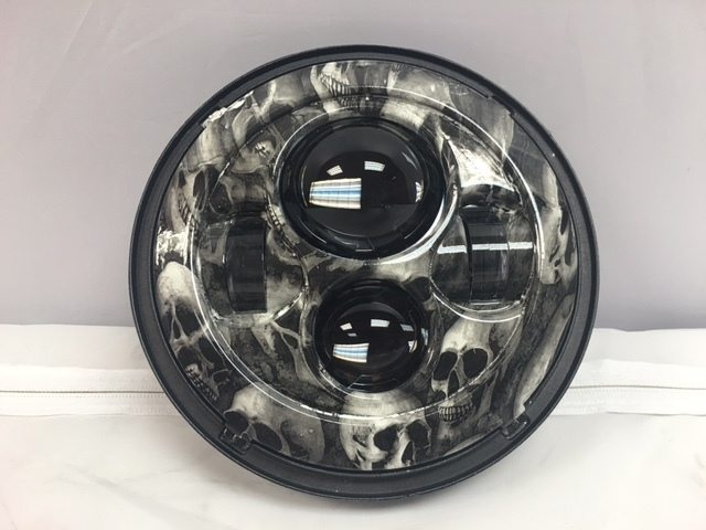 7" DAYMAKER Replacement Custom Skull Design Projector HID LED Light Bulb Headlight Motorcycle Harley - Image 4