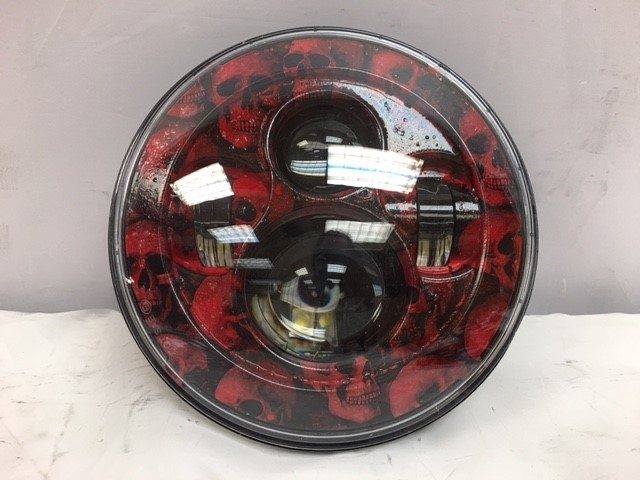 7" DAYMAKER Replacement Custom Red Skull Design Projector HID LED Light Bulb Headlight Motorcycle Harley - Image 4