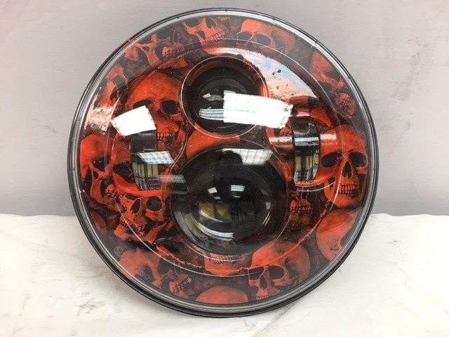 7" DAYMAKER Replacement Custom Orange Skull Design Projector HID LED Light Bulb Headlight Motorcycle Harley - Image 5