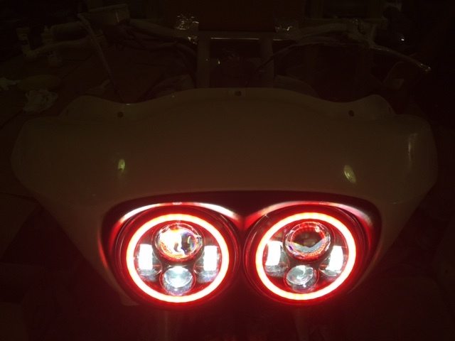 DUAL 7" DAYMAKER 2014 - 2018 RED HALO LED Replacement ROAD GLIDE Black Light Bulb Headlight Harley Bezel - Image 7