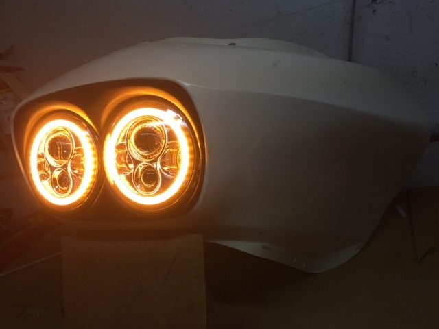 DUAL 7" DAYMAKER 2014 - 2018 ORANGE HALO LED Replacement ROAD GLIDE Black Light Bulb Headlight Harley Bezel - Image 8