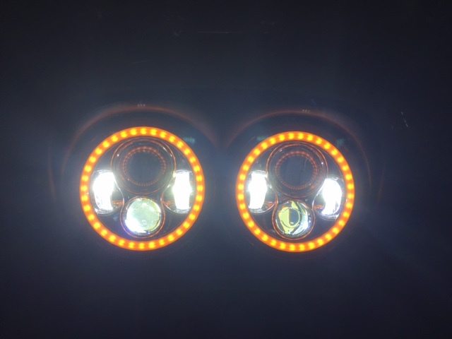 DUAL 7" DAYMAKER 2014 - 2018 ORANGE HALO LED Replacement ROAD GLIDE Black Light Bulb Headlight Harley Bezel - Image 9