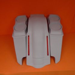 Harley Davidson 5" Extended Stretched Saddlebags With Cut Outs LED Fender Dual 6.5" Speaker Lids