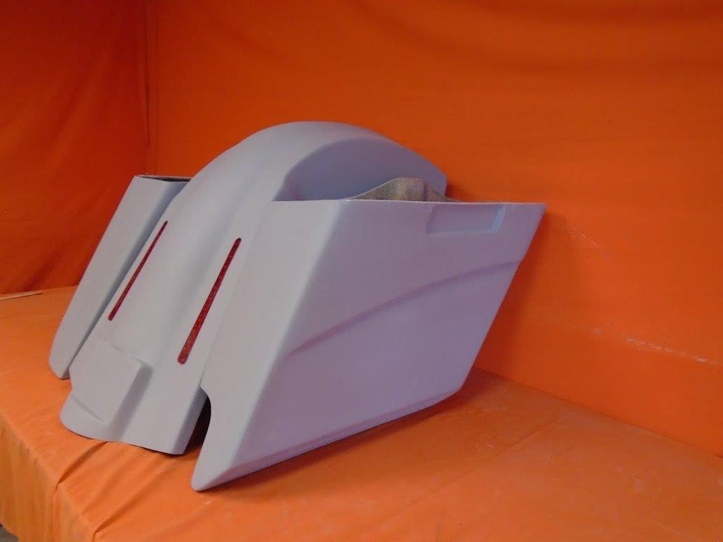 Harley Davidson 5" Stretched Extended Saddlebags With Right Cut Out - LED Fender No Lids - Image 2