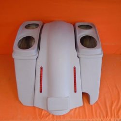 Harley Davidson 5" Stretched Extended Saddlebags Right Side Cut Out LED Fender Dual 6x9 Speaker Lids