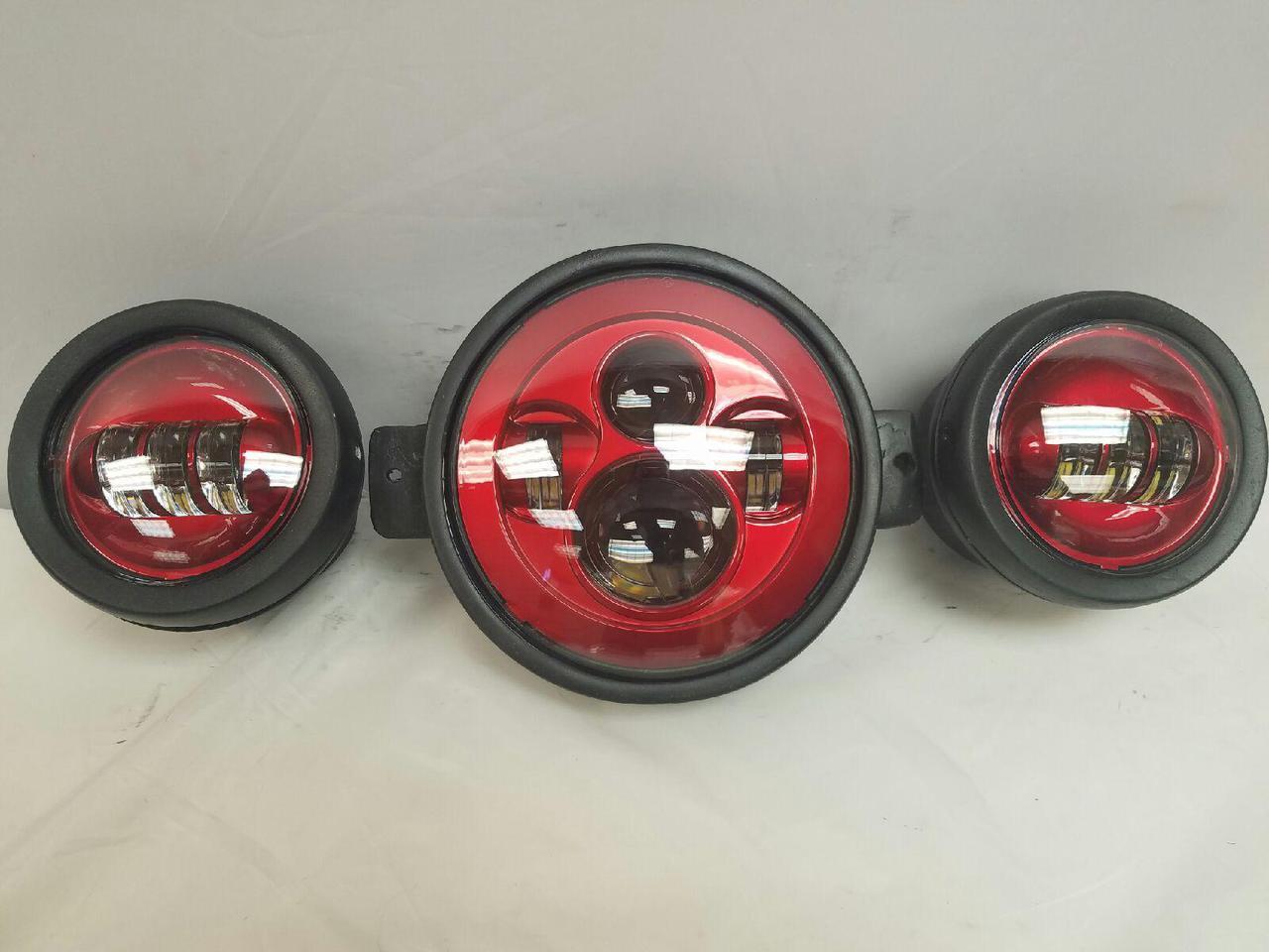 7" Kawasaki Voyager & Vaquero DAYMAKER Headlight Dual 4.5" - 4 1/2" Auxiliary AUX Red Spot Passing LED Fog Lights SET - Image 2