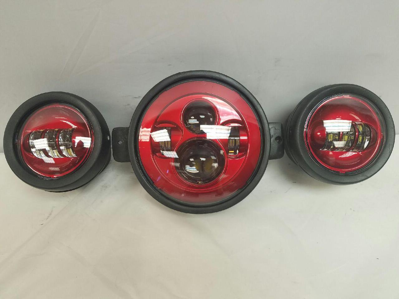 7" Kawasaki Voyager & Vaquero DAYMAKER Headlight Dual 4.5" - 4 1/2" Auxiliary AUX Red Spot Passing LED Fog Lights SET - Image 3
