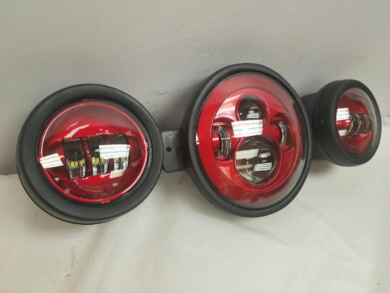 7" Kawasaki Voyager & Vaquero DAYMAKER Headlight Dual 4.5" - 4 1/2" Auxiliary AUX Red Spot Passing LED Fog Lights SET - Image 4