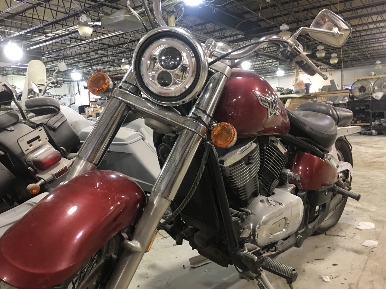 7" DAYMAKER Kawasaki Vulcan Nomad 800 Chrome With Red Halo HID LED Light Bulb Headlight Motorcycle - Image 5