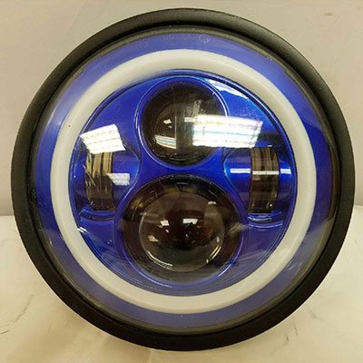 7" DAYMAKER Kawasaki Vulcan Nomad 800 Black With Blue Halo HID LED Light Bulb Headlight Motorcycle
