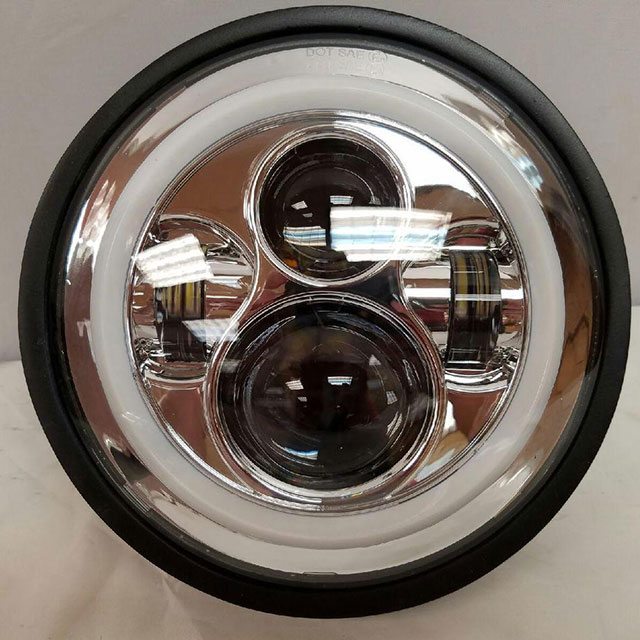 7" DAYMAKER Kawasaki Vulcan Nomad 800 Chrome With Red Halo HID LED Light Bulb Headlight Motorcycle