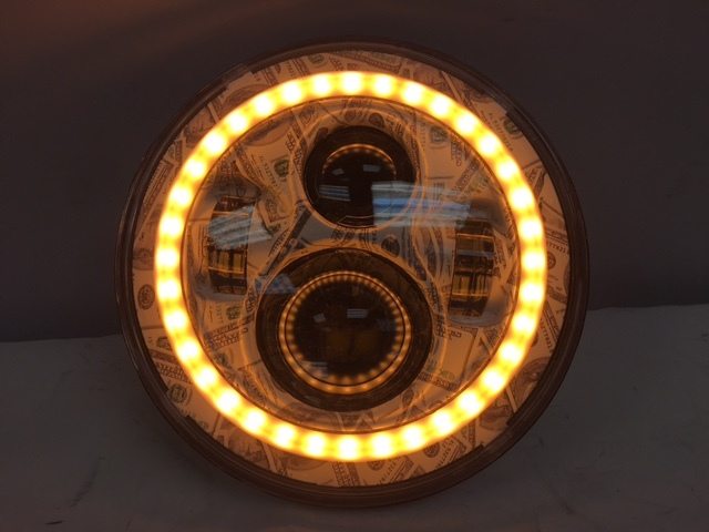 7" DAYMAKER Custom Big Money Daymaker Design With Orange Halo Projector HID LED Light Bulb Headlight Motorcycle Harley - Image 2