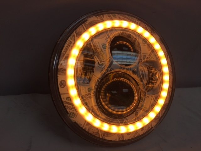 7" DAYMAKER Custom Big Money Daymaker Design With Orange Halo Projector HID LED Light Bulb Headlight Motorcycle Harley - Image 3