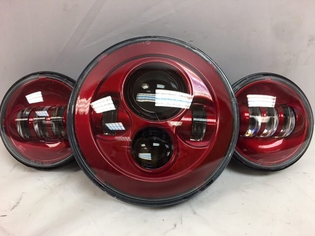 7" DAYMAKER Color Matched 3 PIECE SET Velocity Red LED Light Bulb Headlight Motorcycle Harley - Image 10