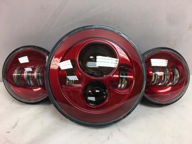 7" DAYMAKER Color Matched 3 PIECE SET Velocity Red LED Light Bulb Headlight Motorcycle Harley - Image 9