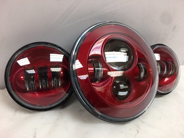 7" DAYMAKER Color Matched 3 PIECE SET Velocity Red LED Light Bulb Headlight Motorcycle Harley - Image 8