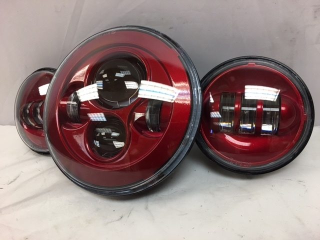 7" DAYMAKER Color Matched 3 PIECE SET Velocity Red LED Light Bulb Headlight Motorcycle Harley - Image 7