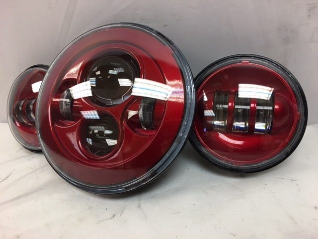 7" DAYMAKER Color Matched 3 PIECE SET Velocity Red LED Light Bulb Headlight Motorcycle Harley - Image 6