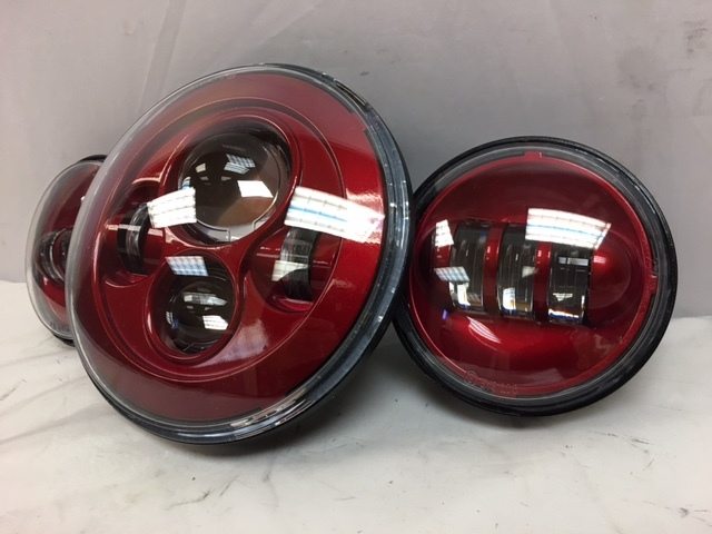 7" DAYMAKER Color Matched 3 PIECE SET Velocity Red LED Light Bulb Headlight Motorcycle Harley - Image 5