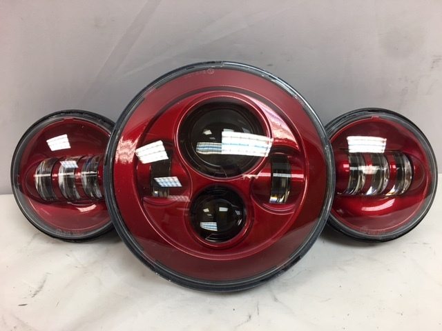 7" DAYMAKER Color Matched 3 PIECE SET Velocity Red LED Light Bulb Headlight Motorcycle Harley - Image 4