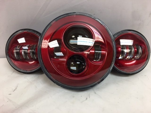7" DAYMAKER Color Matched 3 PIECE SET Velocity Red LED Light Bulb Headlight Motorcycle Harley - Image 3