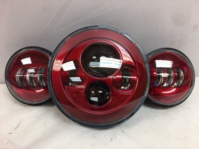 7" DAYMAKER Color Matched 3 PIECE SET Velocity Red LED Light Bulb Headlight Motorcycle Harley - Image 2