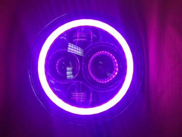 7" DAYMAKER Kawasaki Vulcan Nomad 800 Chrome With Pink Halo HID LED Light Bulb Headlight Motorcycle - Image 8