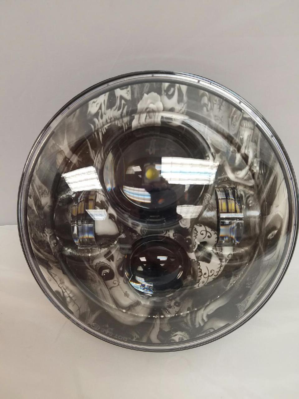 7" DAYMAKER Replacement Walking Dead Design Projector HID LED Light Bulb Headlight Motorcycle Harley - Image 2