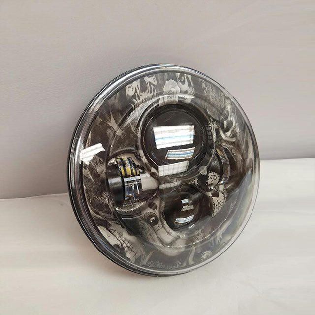 7" DAYMAKER Replacement Walking Dead Design Projector HID LED Light Bulb Headlight Motorcycle Harley
