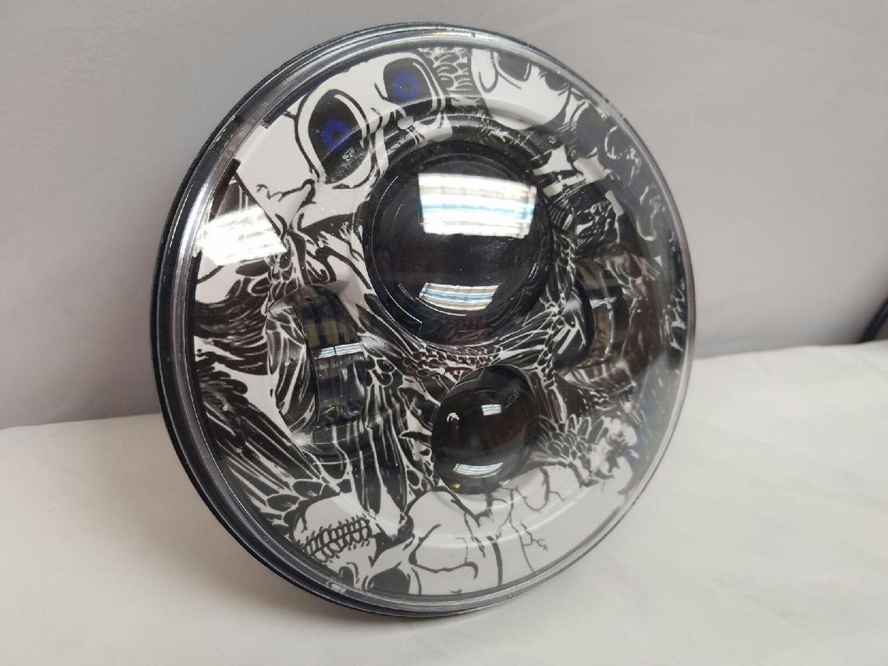 7" DAYMAKER Replacement Colored Skulls Design Projector HID LED Light Bulb Headlight Motorcycle Harley - Image 4