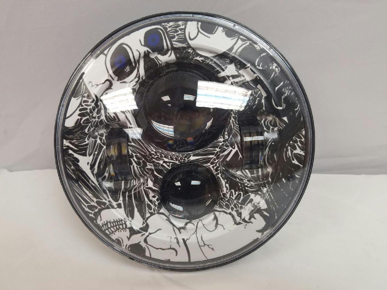 7" DAYMAKER Replacement Colored Skulls Design Projector HID LED Light Bulb Headlight Motorcycle Harley - Image 5