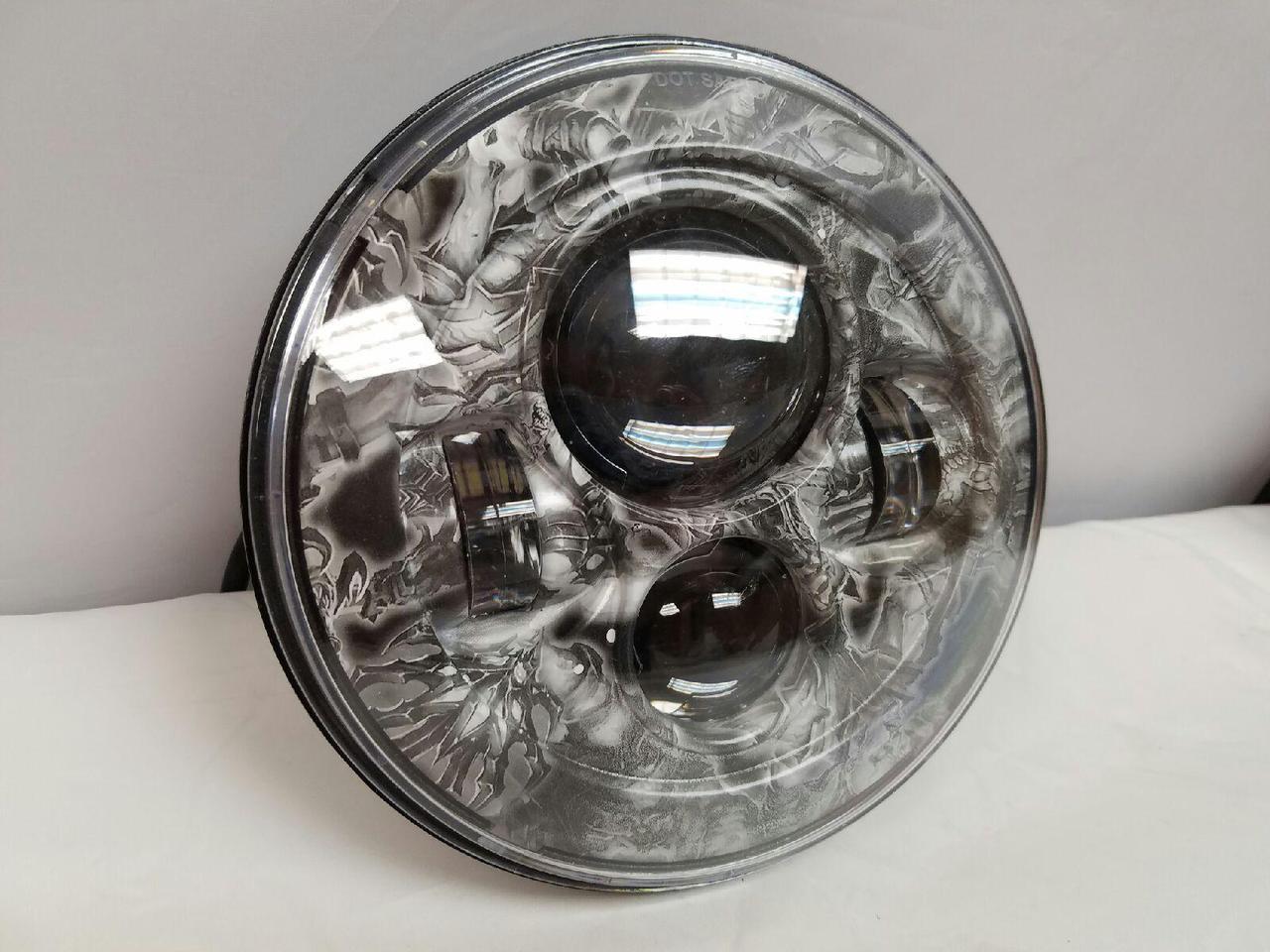 7" DAYMAKER Replacement World Of War Design Projector HID LED Light Bulb Headlight Motorcycle Harley - Image 4