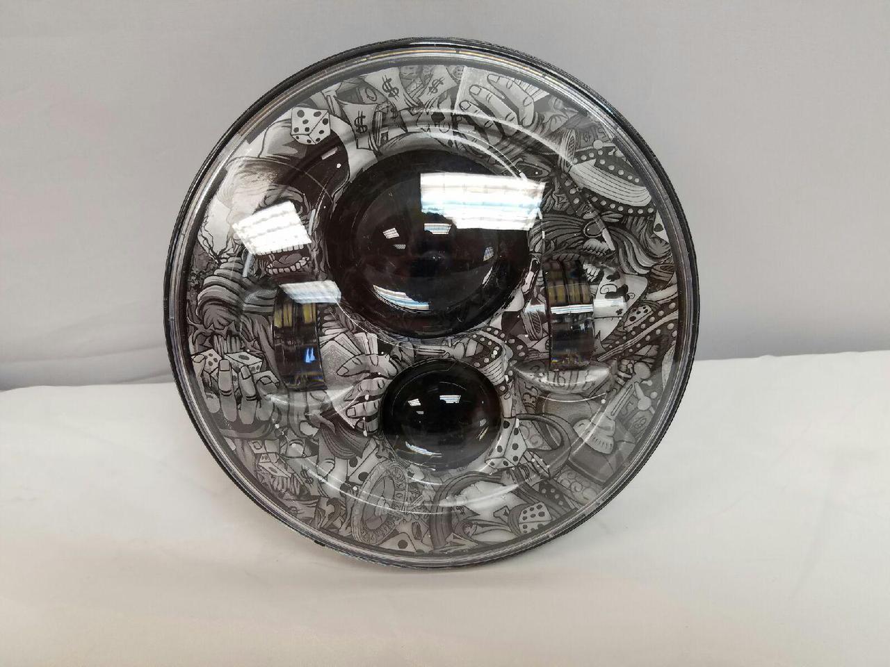 7" DAYMAKER Replacement Dicey Gamble Design Projector HID LED Light Bulb Headlight Motorcycle Harley - Image 3